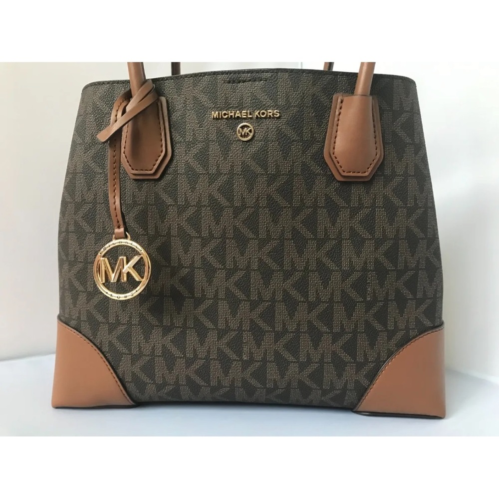 MICHAEL KORS MERCER GALLERY NWT
MEDIUM TOTE BAG BROWN LOGO $358